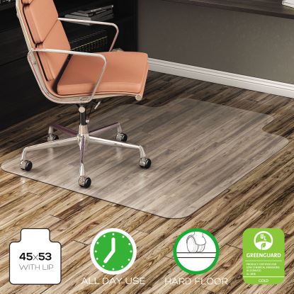 EconoMat All Day Use Chair Mat for Hard Floors, 45 x 53, Wide Lipped, Clear1