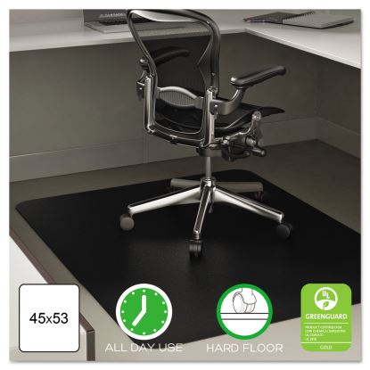 EconoMat All Day Use Chair Mat for Hard Floors, 45 x 53, Rectangular, Black1