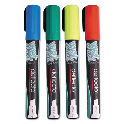 Wet Erase Markers, Medium Chisel Tip, Assorted Colors, 4/Pack1
