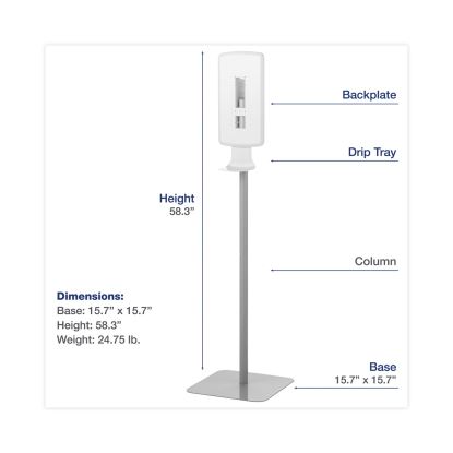 FIT Touch Free Dispenser Floor Stand, 15.7 x 15.7 x 58.3, White1