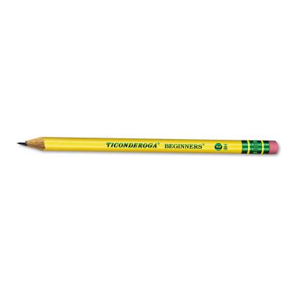Ticonderoga Beginners Woodcase Pencil with Eraser and Microban Protection, HB (#2), Black Lead, Yellow Barrel, Dozen1