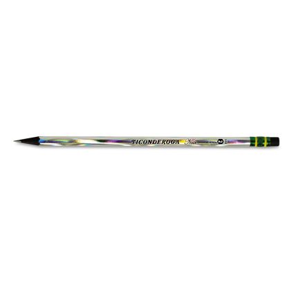 Noir Holographic Woodcase Pencil, HB (#2), Black Lead, Holographic Silver Barrel, 12/Pack1