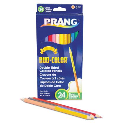Duo-Color Colored Pencil Sets, 3 mm, 2B (#1), Assorted Lead/Barrel Colors, Dozen1