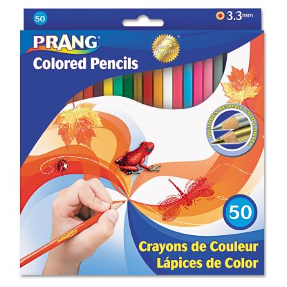 Colored Pencil Sets, 3.3 mm, 2B (#1), Assorted Lead/Barrel Colors, 50/Pack1