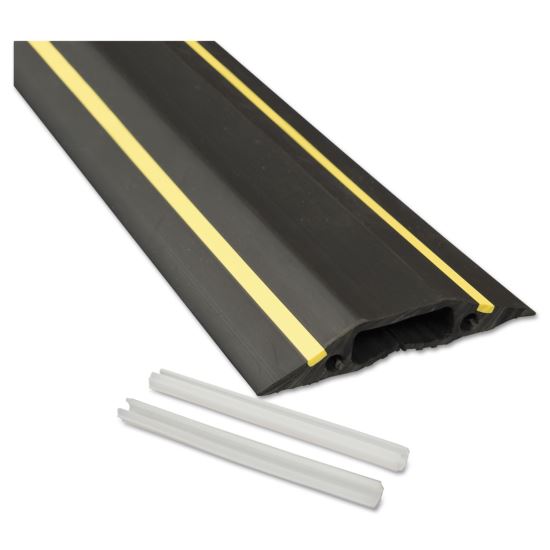 Medium-Duty Floor Cable Cover, 3.25 x 0.5 x 6 ft, Black with Yellow Stripe1