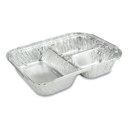 3-Compartment Oblong Aluminum Foil Container, 23 oz, 6.56 x 8.69 x 1.81, Silver, 500/Carton1