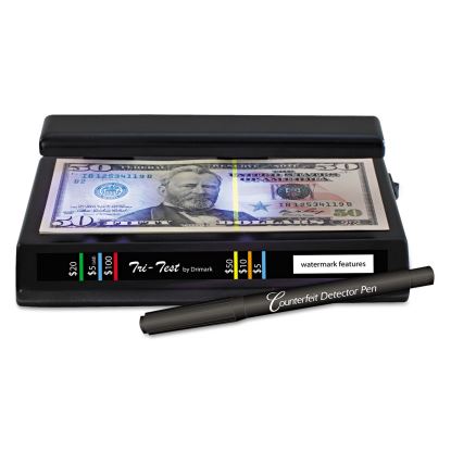 Tri Test Counterfeit Bill Detector with Pen, U.S.; Canadian; Mexican; EU; UK; Chinese Currencies, 7 x 4 x 2.5, Black1