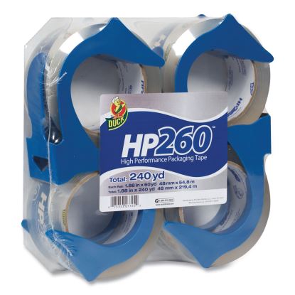 HP260 Packaging Tape with Dispenser, 3" Core, 1.88" x 60 yds, Clear, 4/Pack1