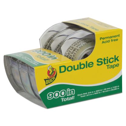 Permanent Double-Stick Tape with Dispenser, 1" Core, 0.5" x 25 ft, Clear, 3/Pack1