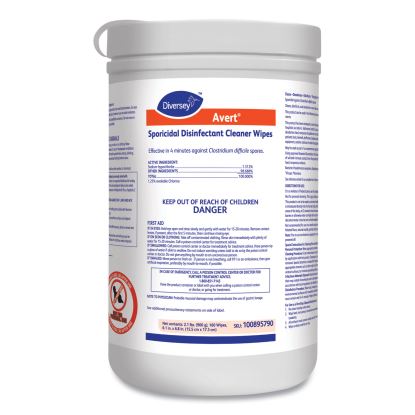 Avert Sporicidal Disinfectant Cleaner Wipes, 6 x 7, Chlorine Scent, 160/Canister, 12/Carton1