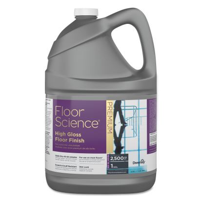 Floor Science Premium High Gloss Floor Finish, Clear Scent, 1 gal Container,4/CT1