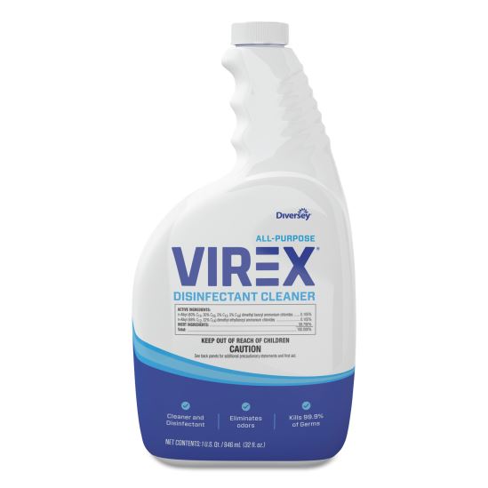 Virex All-Purpose Disinfectant Cleaner, Lemon Scent, 32 oz Spray Bottle, 4/Carton1