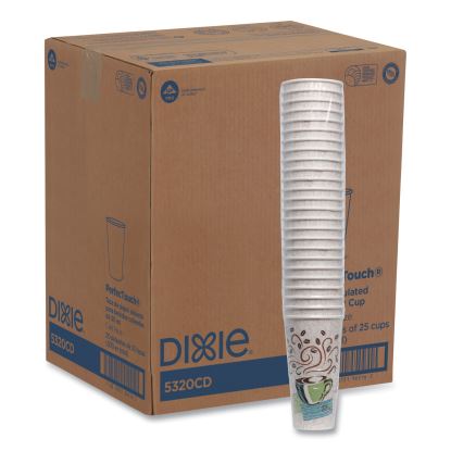 PerfecTouch Paper Hot Cups, 20 oz, Coffee Haze Design, 25/Sleeve, 20 Sleeves/Carton1