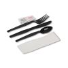 Wrapped Tableware/Napkin Packets, Fork/Knife/Spoon/Napkin, Black, 250/Carton2