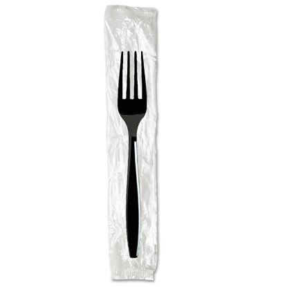 Individually Wrapped Heavyweight Forks, Polystyrene, Black, 1,000/Carton1