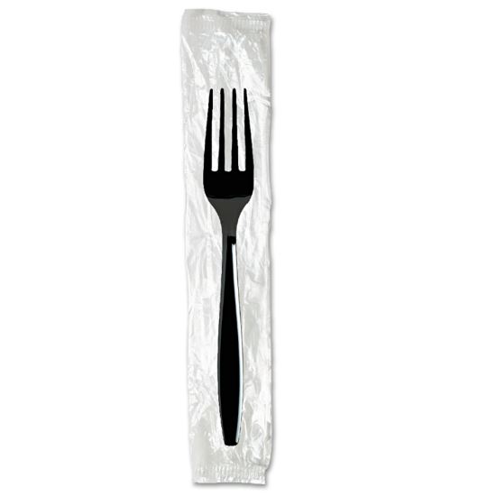 Individually Wrapped Heavyweight Forks, Polystyrene, Black, 1,000/Carton1
