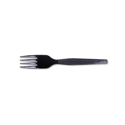 Plastic Cutlery, Heavy Mediumweight Forks, Black, 100/Box1