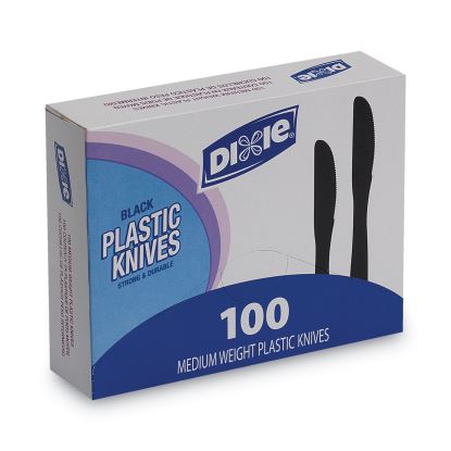 Plastic Tableware, Heavy Mediumweight Knives, Black, 100/Box1