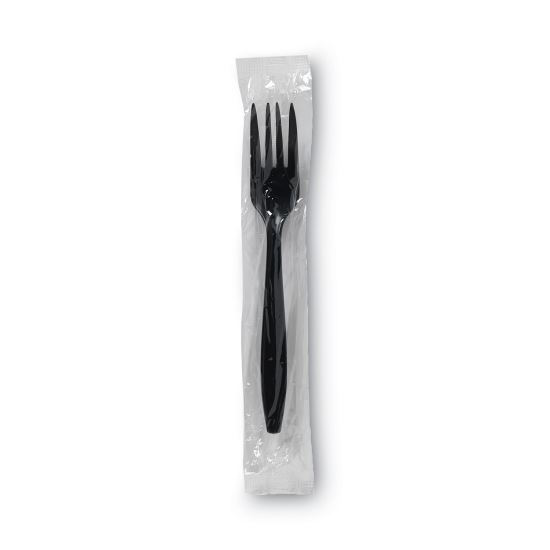 Individually Wrapped Heavyweight Forks, Polypropylene, Black, 1,000/Carton1