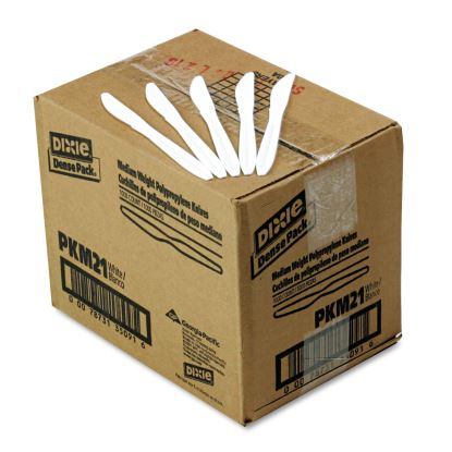 Plastic Cutlery, Mediumweight Knives, White, 1,000/Carton1
