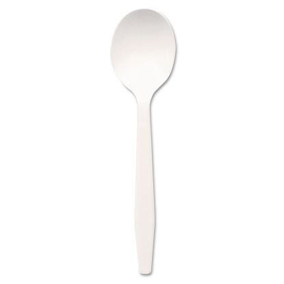 Plastic Cutlery, Mediumweight Soup Spoons, White, 1,000/Carton1