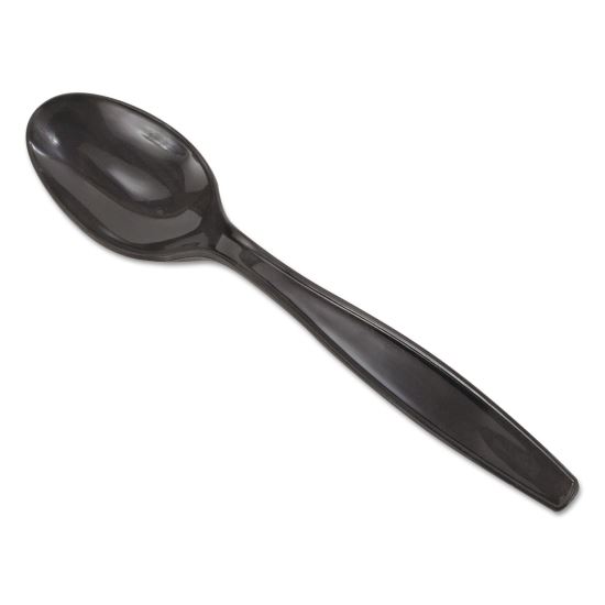 Individually Wrapped Heavyweight Teaspoons, Polypropylene, Black, 1,000/Carton1