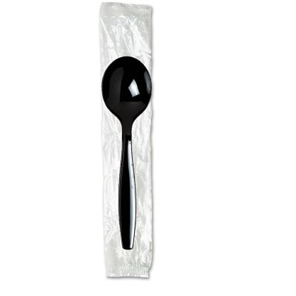 Individually Wrapped Heavyweight Soup Spoons, Polystyrene, Black, 1,000/Carton1