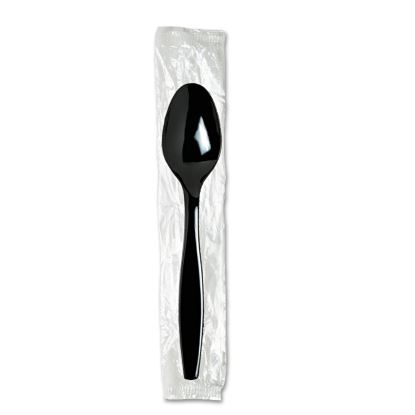 Individually Wrapped Heavyweight Teaspoons, Polystyrene, Black 1,000/Carton1