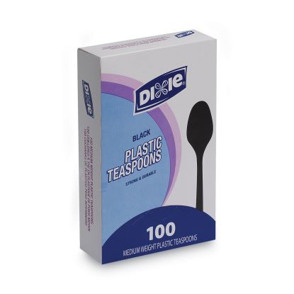 Plastic Cutlery, Heavy Mediumweight Teaspoons, Black, 100/Box1