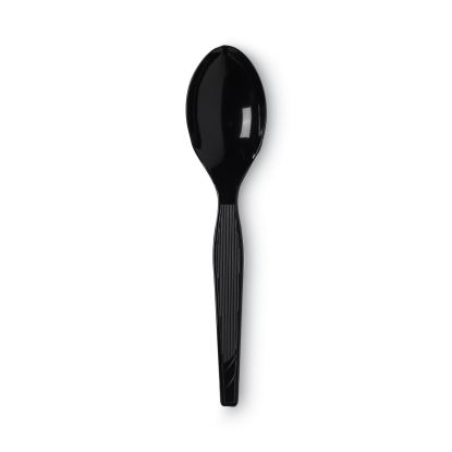 Plastic Cutlery, Heavy Mediumweight Teaspoons, Black, 1,000/Carton1