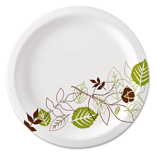 Pathways Soak-Proof Shield Mediumweight Paper Plates, WiseSize, 6.88" dia, Green/Burgundy, 500/Carton1