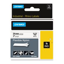 Rhino Flexible Nylon Industrial Label Tape, 1" x 11.5 ft, White/Black Print1