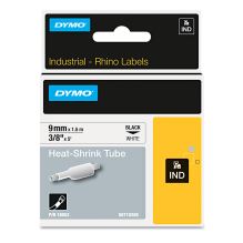 Rhino Heat Shrink Tubes Industrial Label Tape, 0.37" x 5 ft, White/Black Print1