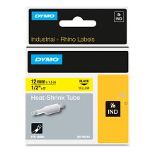 Rhino Heat Shrink Tubes Industrial Label Tape, 0.5" x 5 ft, White/Black Print1