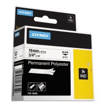 Rhino Permanent Poly Industrial Label Tape, 0.75" x 18 ft, White/Black Print1