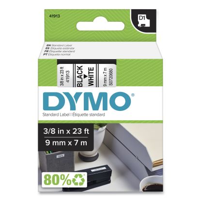 D1 High-Performance Polyester Removable Label Tape, 0.37" x 23 ft, Black on White1
