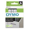D1 High-Performance Polyester Removable Label Tape, 0.5" x 23 ft, Black on Clear1