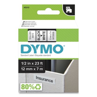D1 High-Performance Polyester Removable Label Tape, 0.5" x 23 ft, Black on White1