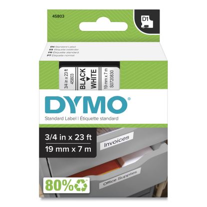D1 High-Performance Polyester Removable Label Tape, 0.75" x 23 ft, Black on White1