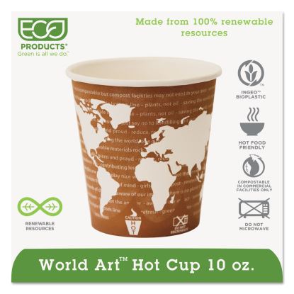 World Art Renewable and Compostable Hot Cups, 10 oz, 50/Pack, 20 Packs/Carton1