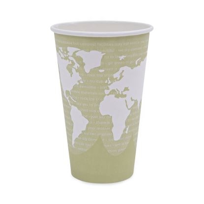 World Art Renewable and Compostable Hot Cups, 16 oz, Moss, 50/Pack1