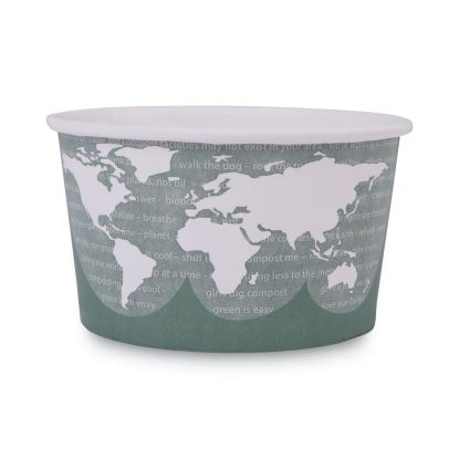 World Art Renewable and Compostable Food Container, 12 oz, 4.05" Diameter x 2.5"h, Green, 25/Pack, 20 Packs/Carton1