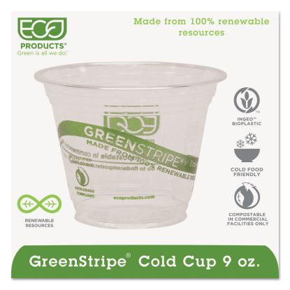 GreenStripe Renewable and Compostable Cold Cups, 9 oz, Clear, 50/Pack, 20 Packs/Carton1