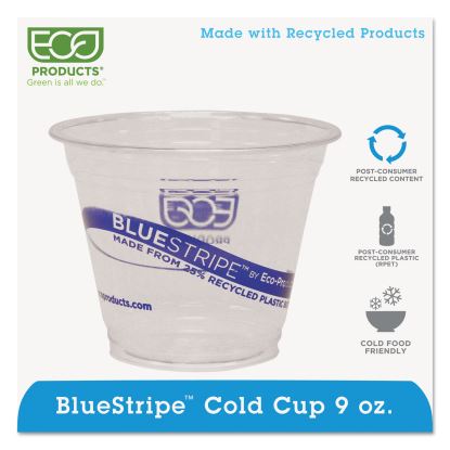 BlueStripe 25% Recycled Content Cold Cups, 9 oz, Clear/Blue, 50/Pack, 20 Packs/Carton1