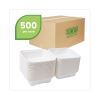Renewable and Compostable Sugarcane Clamshells, 6 x 6 x 3, White, 50/Pack, 10 Packs/Carton2
