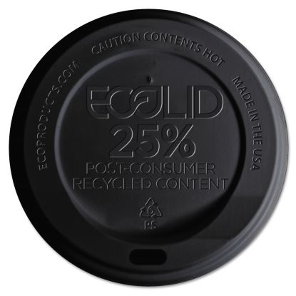 EcoLid 25% Recycled Content Hot Cup Lid, Black, Fits 10 oz to 20 oz Cups, 100/Pack, 10 Packs/Carton1