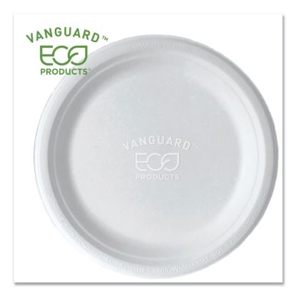 Vanguard Renewable and Compostable Sugarcane Plates, 9" dia, White, 500/Carton1