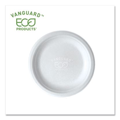 Vanguard Renewable and Compostable Sugarcane Plates, 6" dia, White, 1,000/Carton1