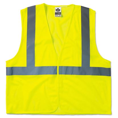 GloWear 8210HL Class 2 Economy Vest, Polyester Mesh, Hook Closure, Large to X-Large, Lime1