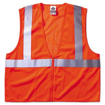 GloWear 8210Z Class 2 Economy Vest, Polyester Mesh, Zipper Closure, Large to X-Large, Orange1